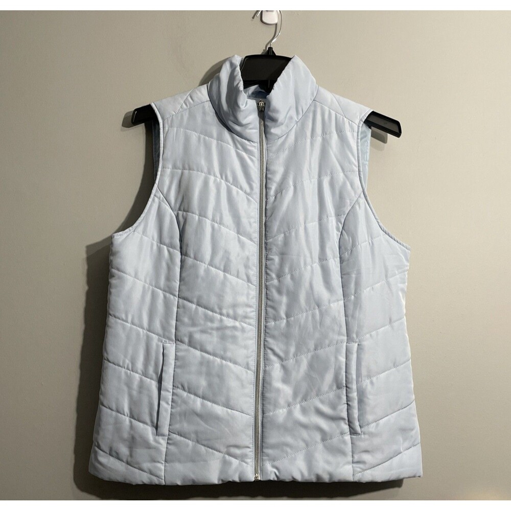 Christopher & Banks Powder Blue Vest XL Zip Front Pockets Soft Pastel Layering